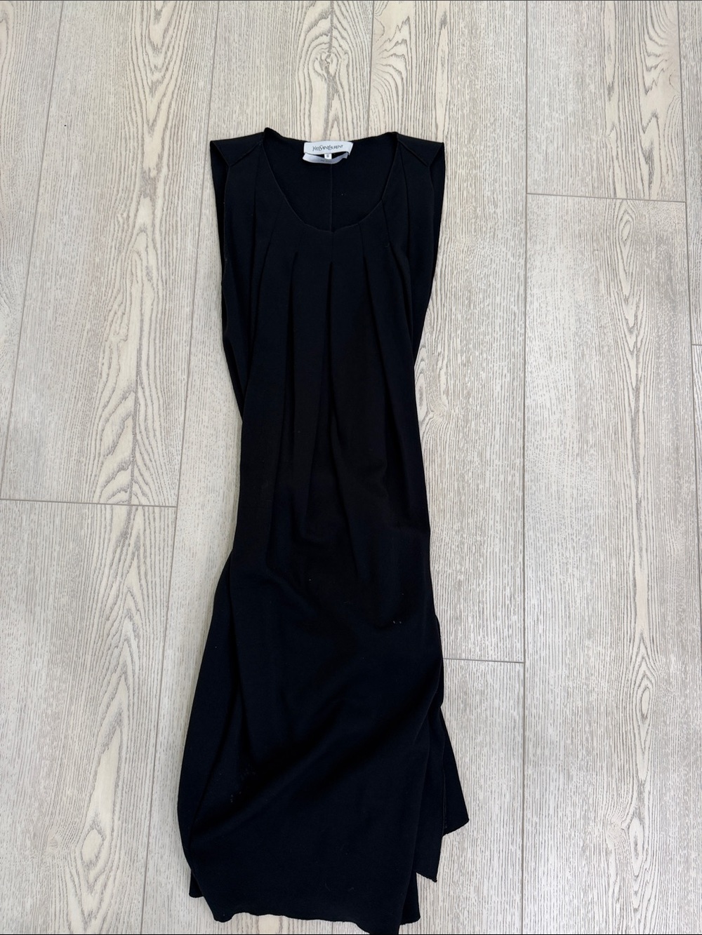 Yves Saint Laurent Black Midi Dress with Soft Pleats